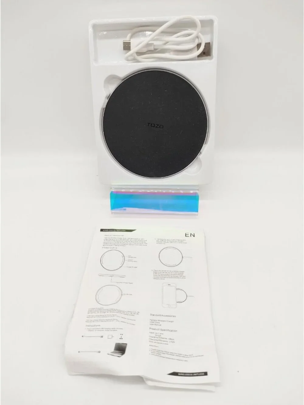 TOZO Wireless Fast Charger Charging Pad W1 LED Ultra Thin Aluminum BLUE